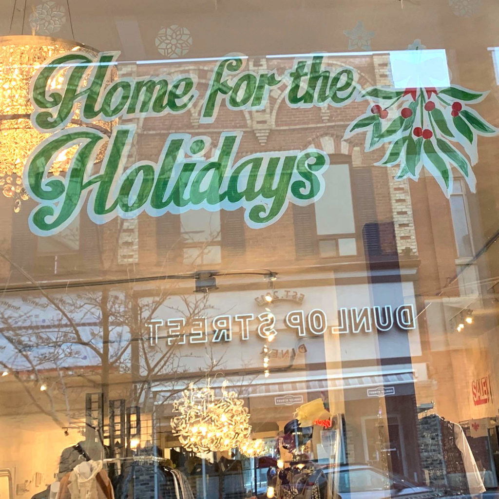 Window painting for a retail Christmas display