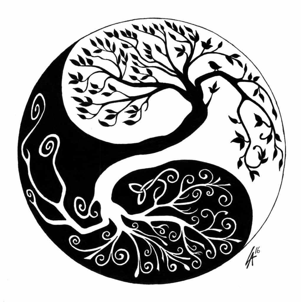 Celtic tree of life yin yang design