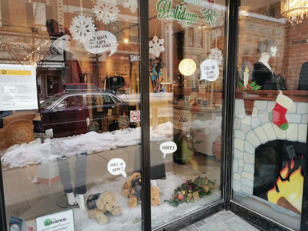 Window painting for a retail Christmas display