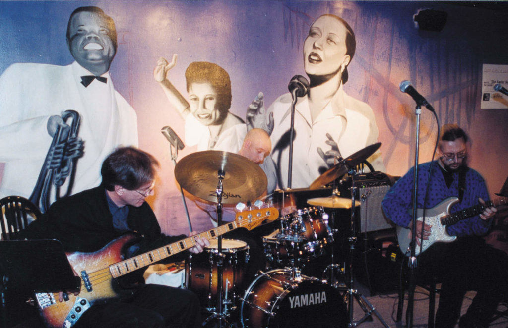 Wall mural painted at the long closed Jazz Café as a stage backdrop