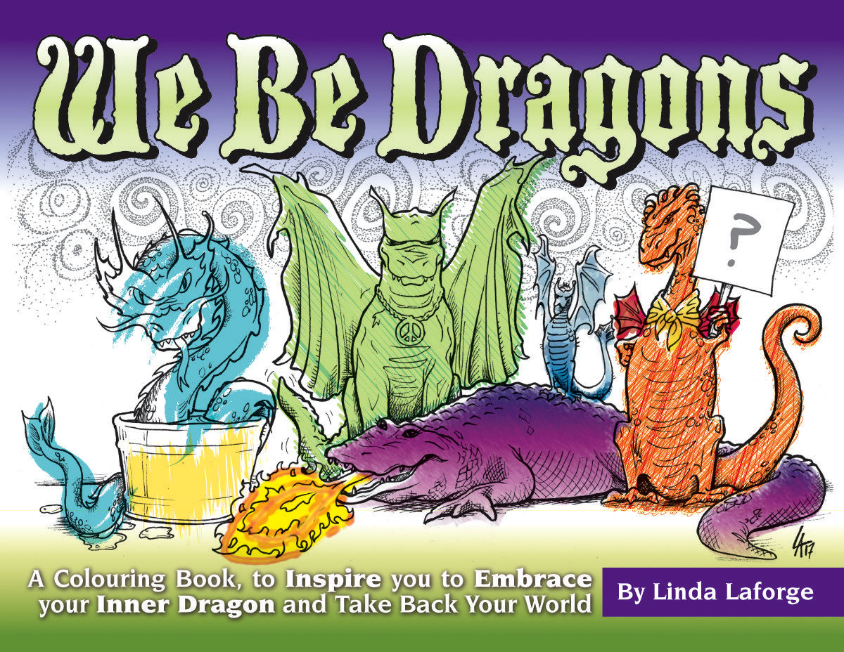 We Be Dragons colouring book cover, for kids and adults