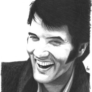 portrait of Elvis Presley hand drawn on illustration board