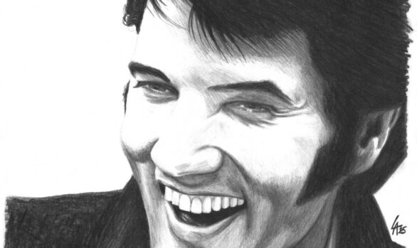 portrait of Elvis Presley hand drawn on illustration board