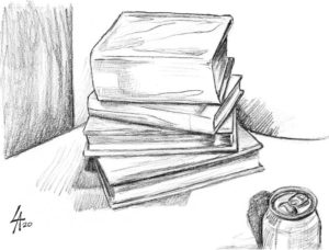 perspective drawing of books