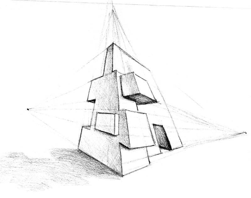 three point perspective sketch