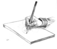 drawing of hand drawing a circle elipse