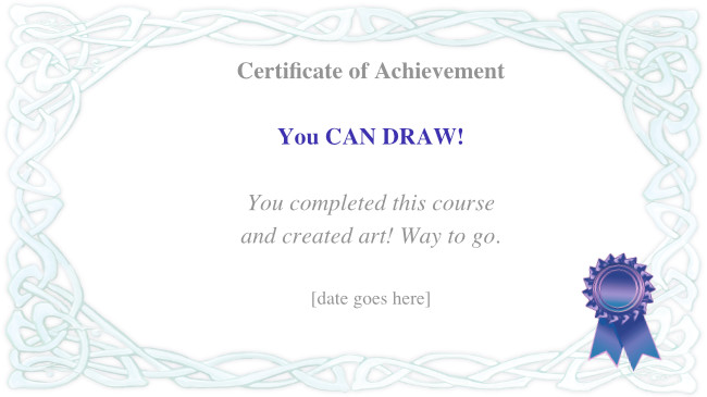 sample of online art course certificate of achievement