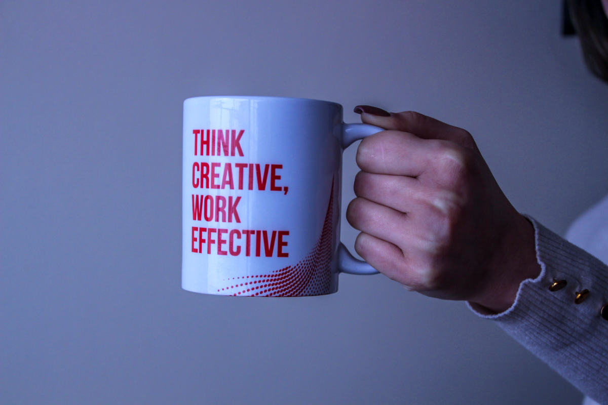 Think Creative Work Effective coffee mug