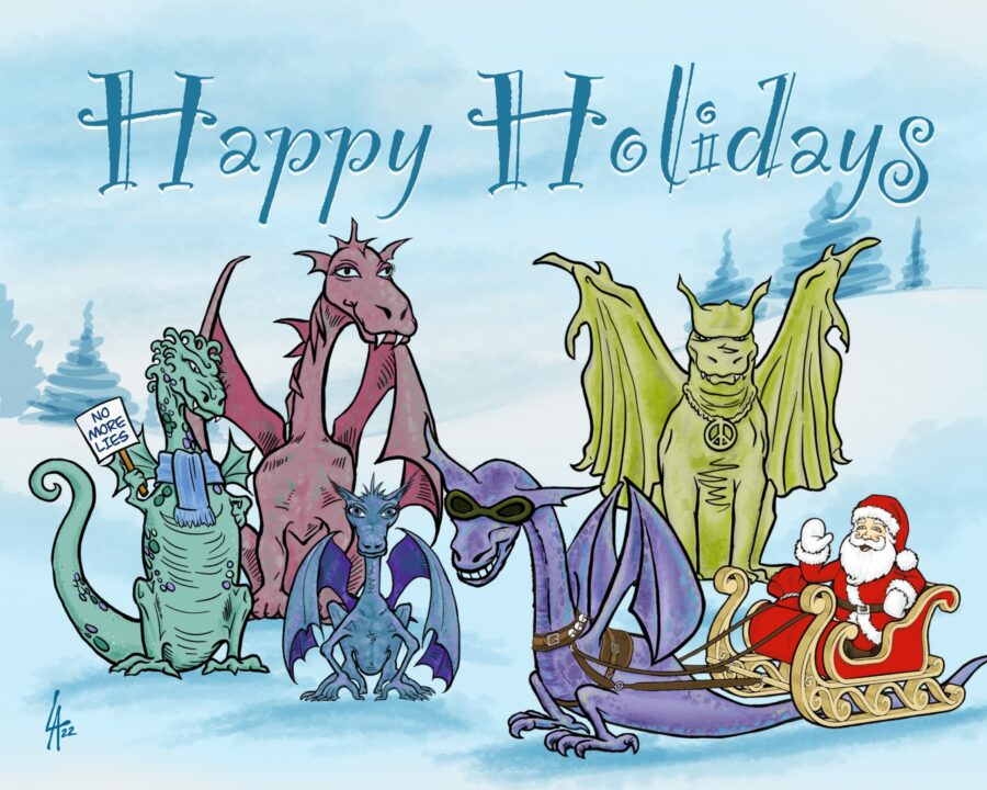 Santa and his sleigh, Santa's dragons