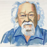 acrylic painting of David Suzuki