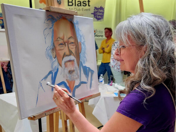 painting David Suzuki at a speed painting competition