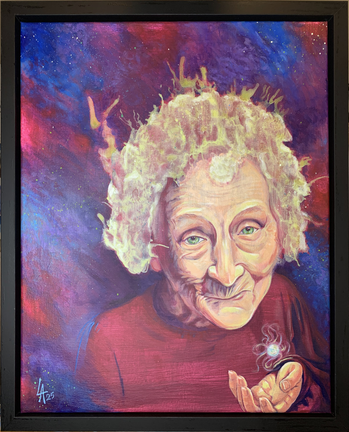 Mother Nature painting of her at the big bang, our very beginnings - framed gaia painting