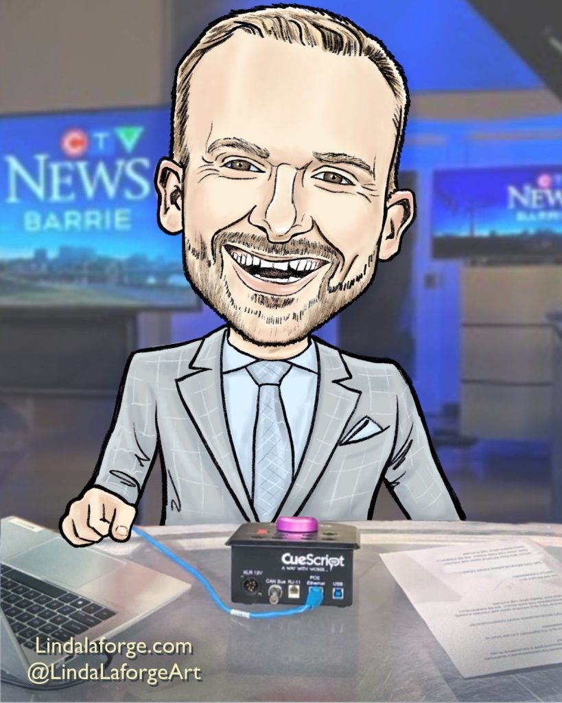 Full colour digital caricature of CTV news anchor Dana Roberts