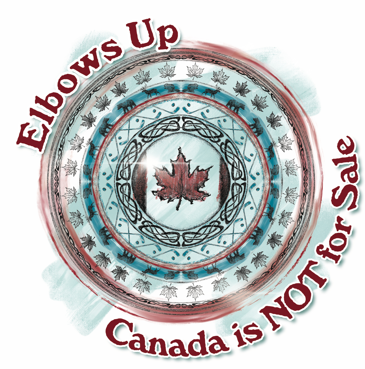 Elbows Up Canada original Canadian artist design - light background