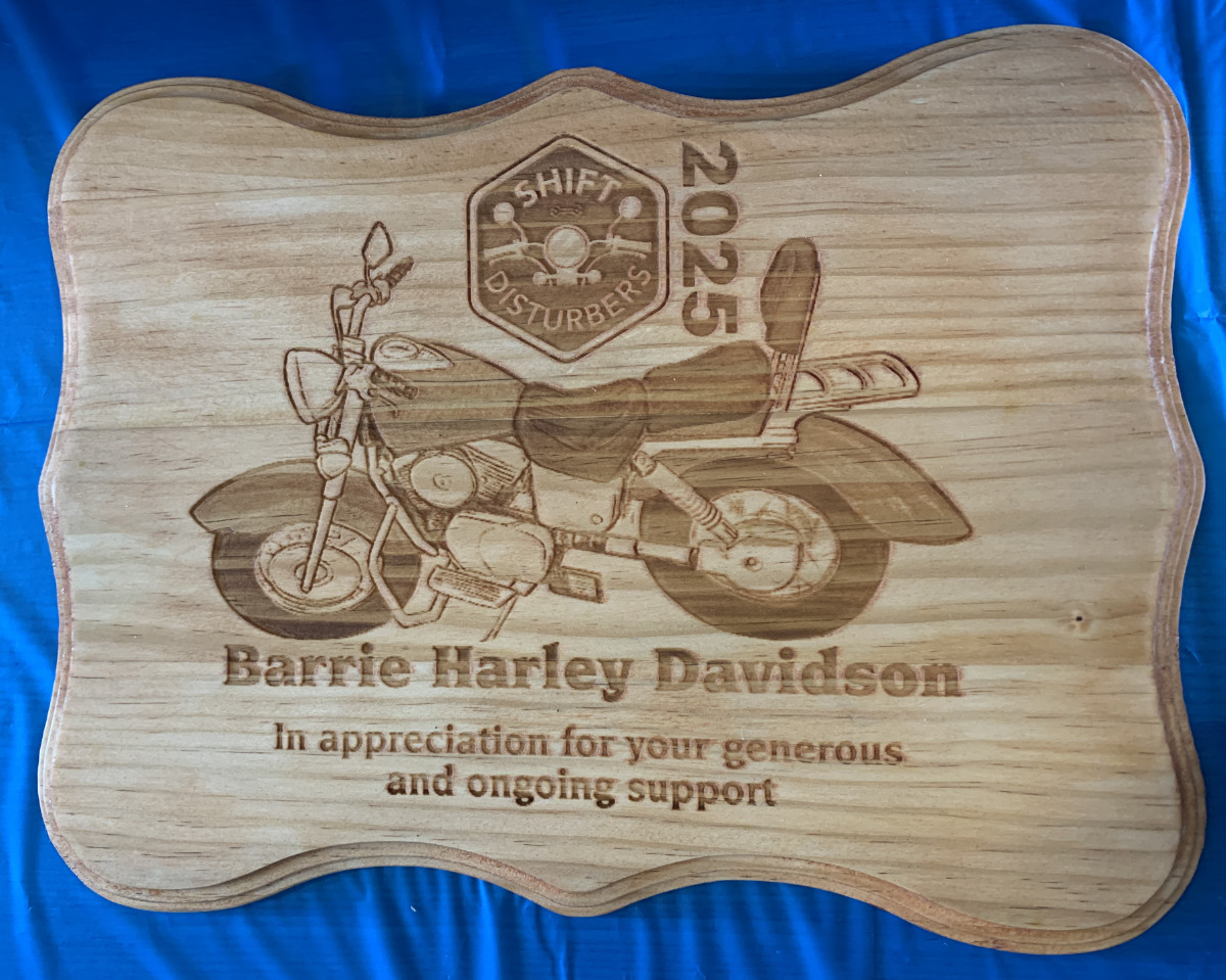 illustration of motorcycle used for thank you plaque