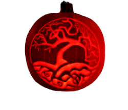 pumpkin etching of a celtic tree of life