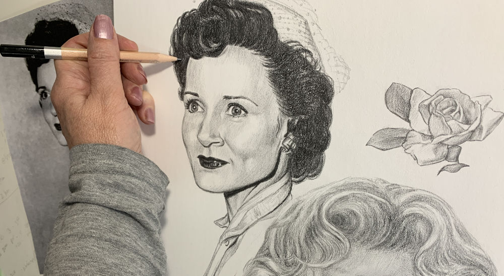 drawing Betty White Portrait - portrait drawing art class