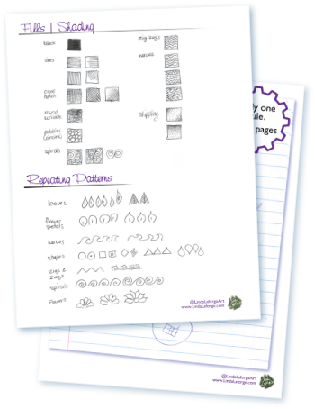fills and patterns handout for in-person and online art meditation workshops