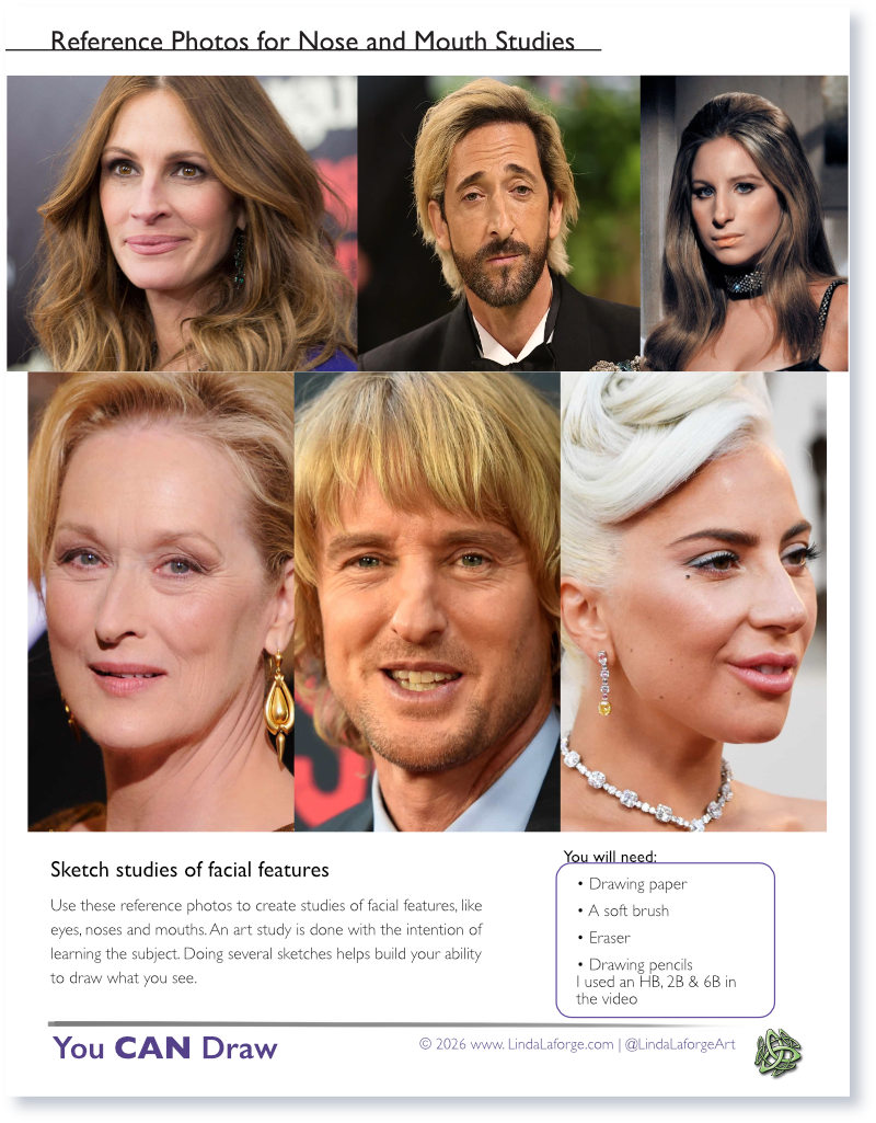 resource material to draw facial features